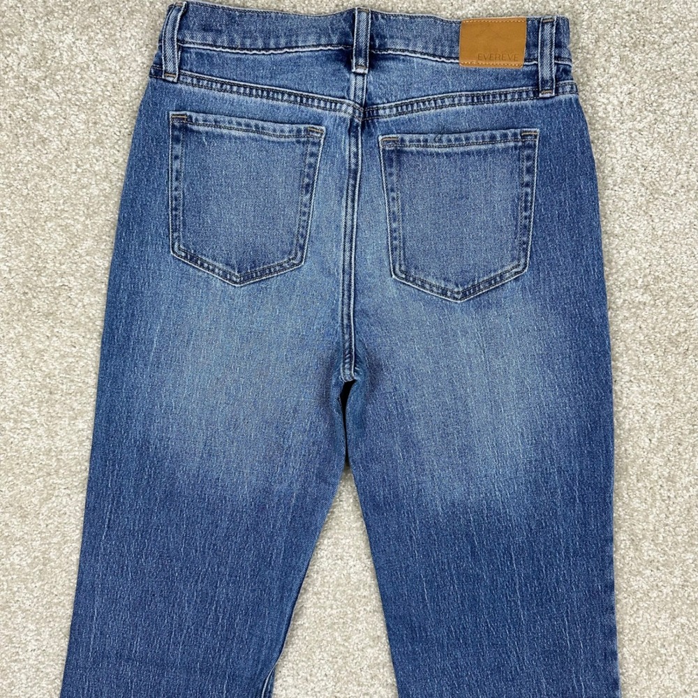 Evereve Womens High Rise Flare Leg Jeans Blue Medium Wash Side Slit Hem Size 28 - Picture 7 of 7